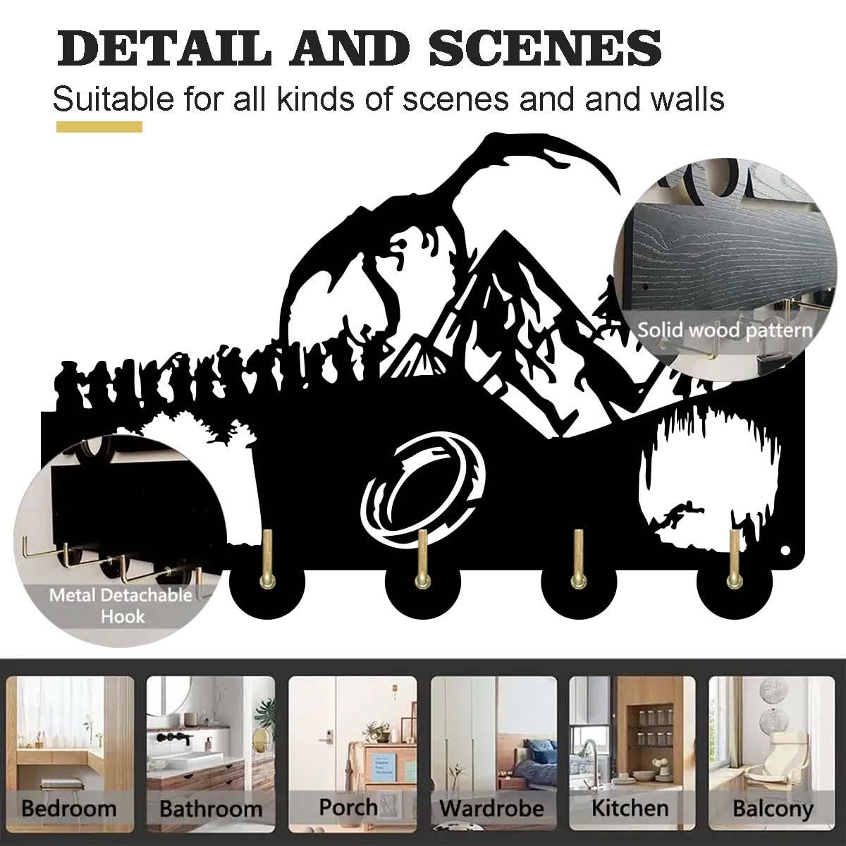 Ganci Da Parete In Legno A Forma Di Silhouette Animazione | Portachiavi Decorativo Con 5 Ganci, Adesivo - SZIT