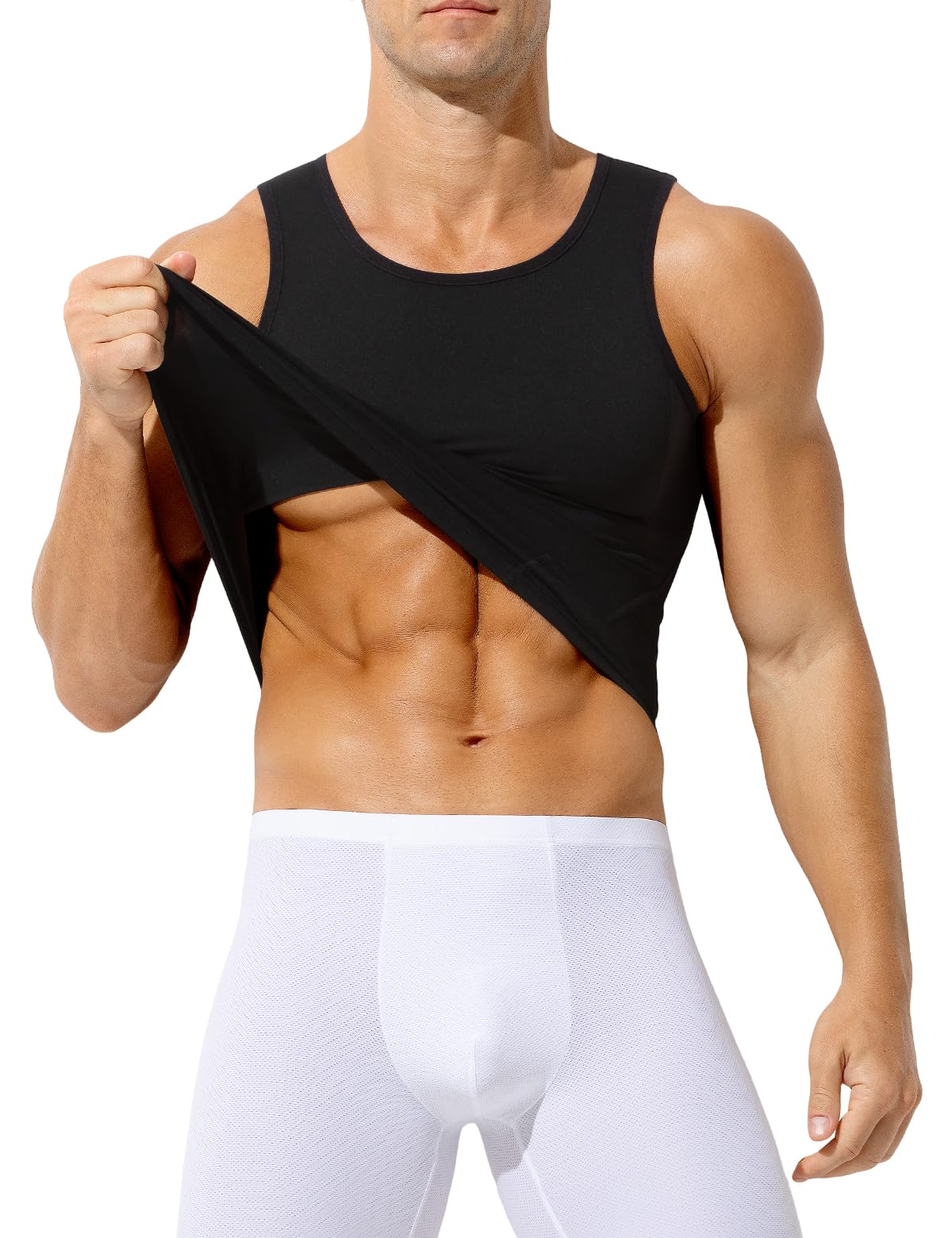 Canotte Compressione Uomo, Shapewear Maglietta Contenitiva Snellente Intimo Sportivo Fitness Canottiera - 4