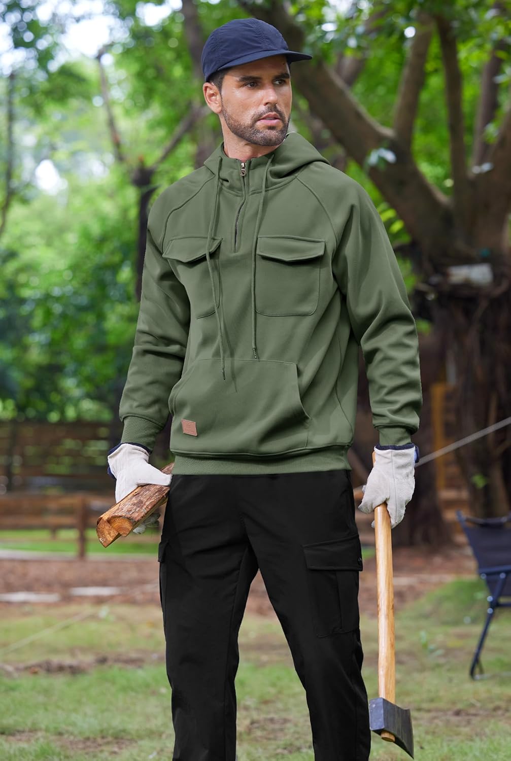 Men Tactical Hoodies Quarter Zip Long Sleeve Hooded Sweatshirts with Pockets (S-XXL) - Image 7