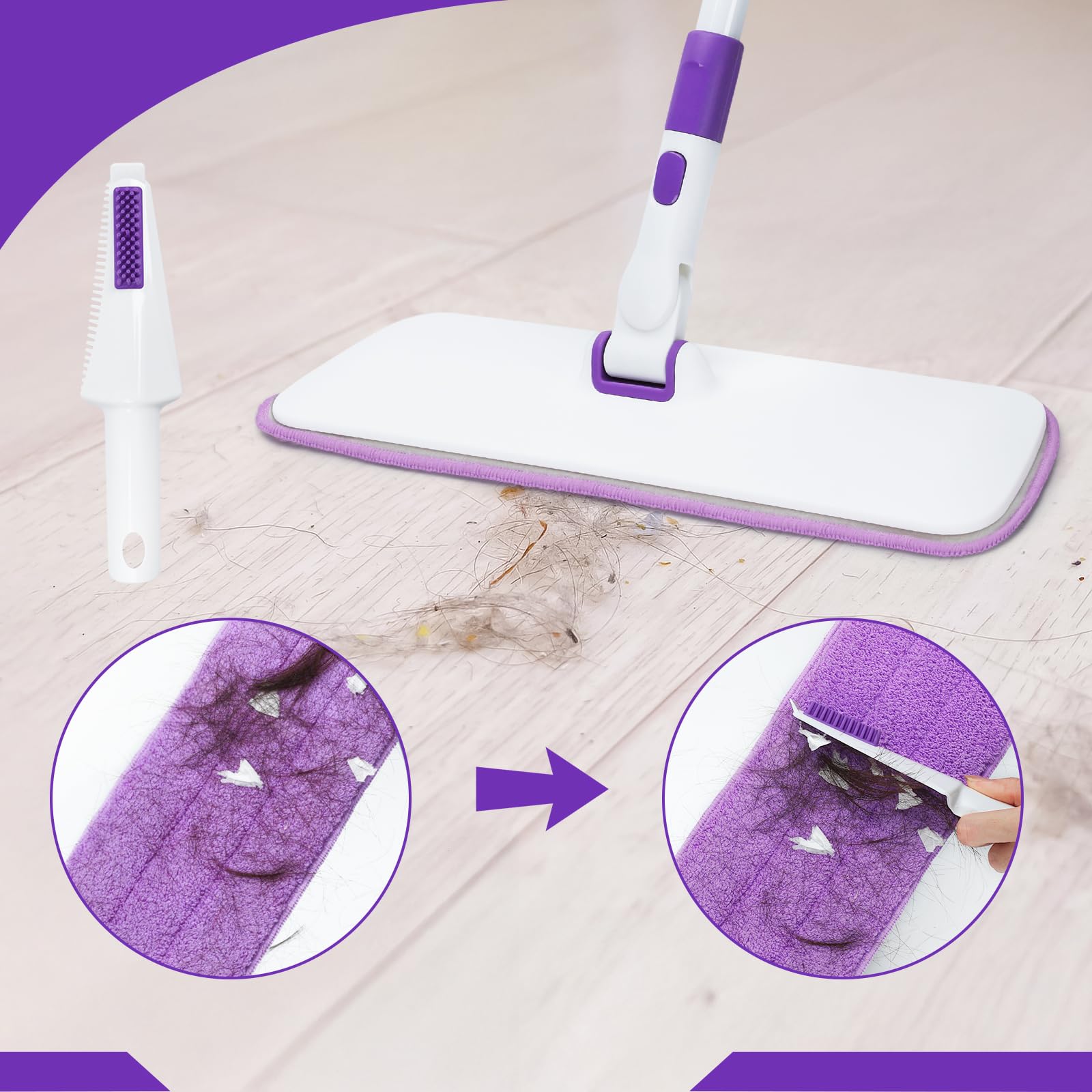 MAVRIZ Trapeador de polvo para suelos de madera dura, mopa de microfibra lavable para limpieza de suelos, mopa húmeda y seca de 60 pulgadas de largo para suelos laminados