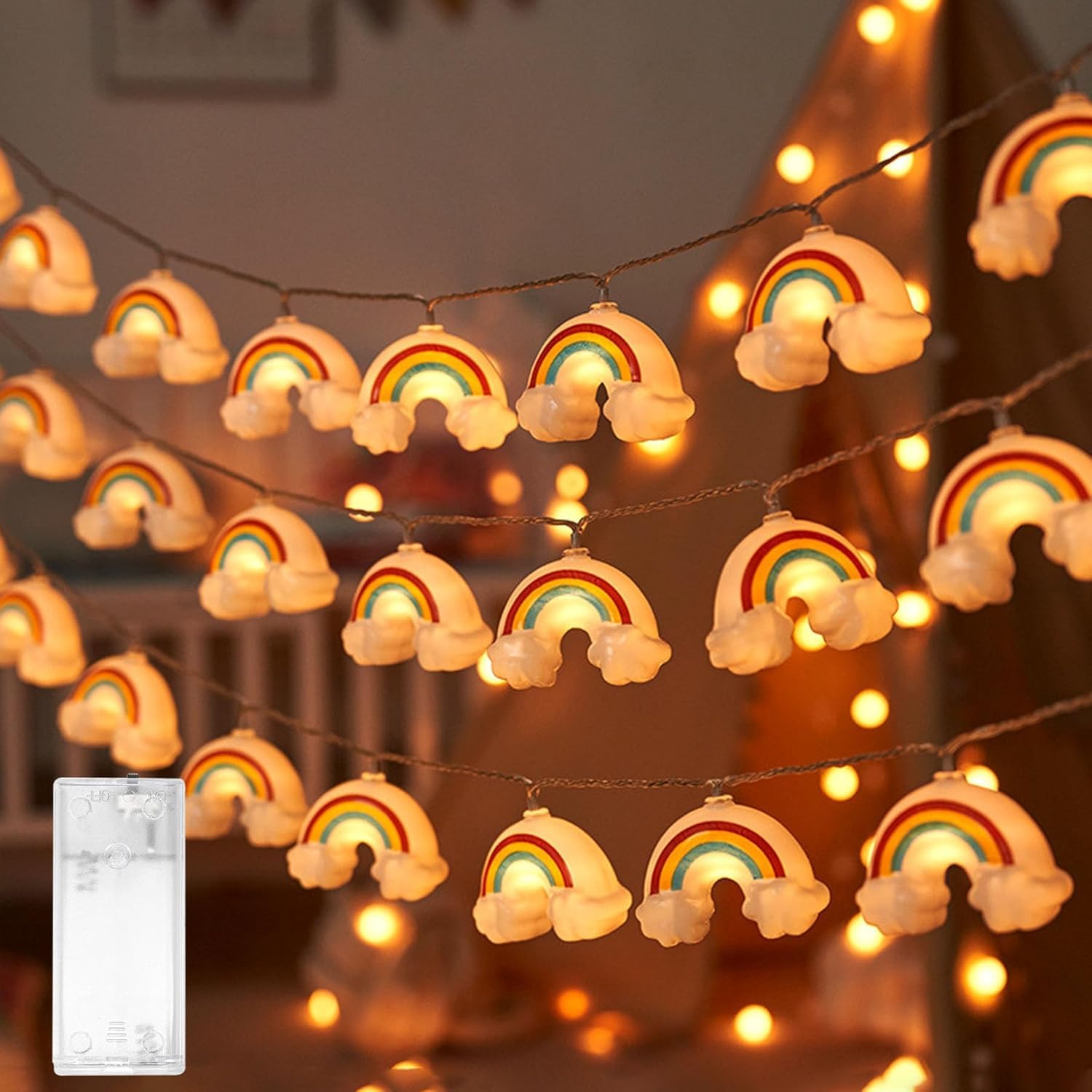 Rainbow Fairy Lights, Fairy Lights Children's Room, LED Fairy Lights, Battery Operated, LED Fairy Lights, Rainbow Design, Fairy Lights Indoor Outdoor for Garden, Wedding, Room Decoration — image 1