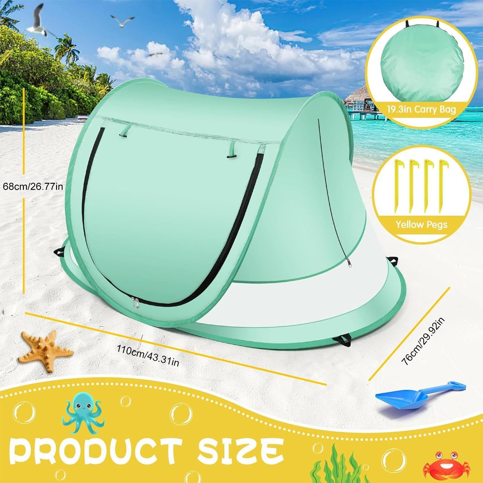 Popup per Bambini | Cupola Giochi Per Infanzia - Pieghevole per Bambini da Viaggio, Spiaggia, Piscina e Giardino