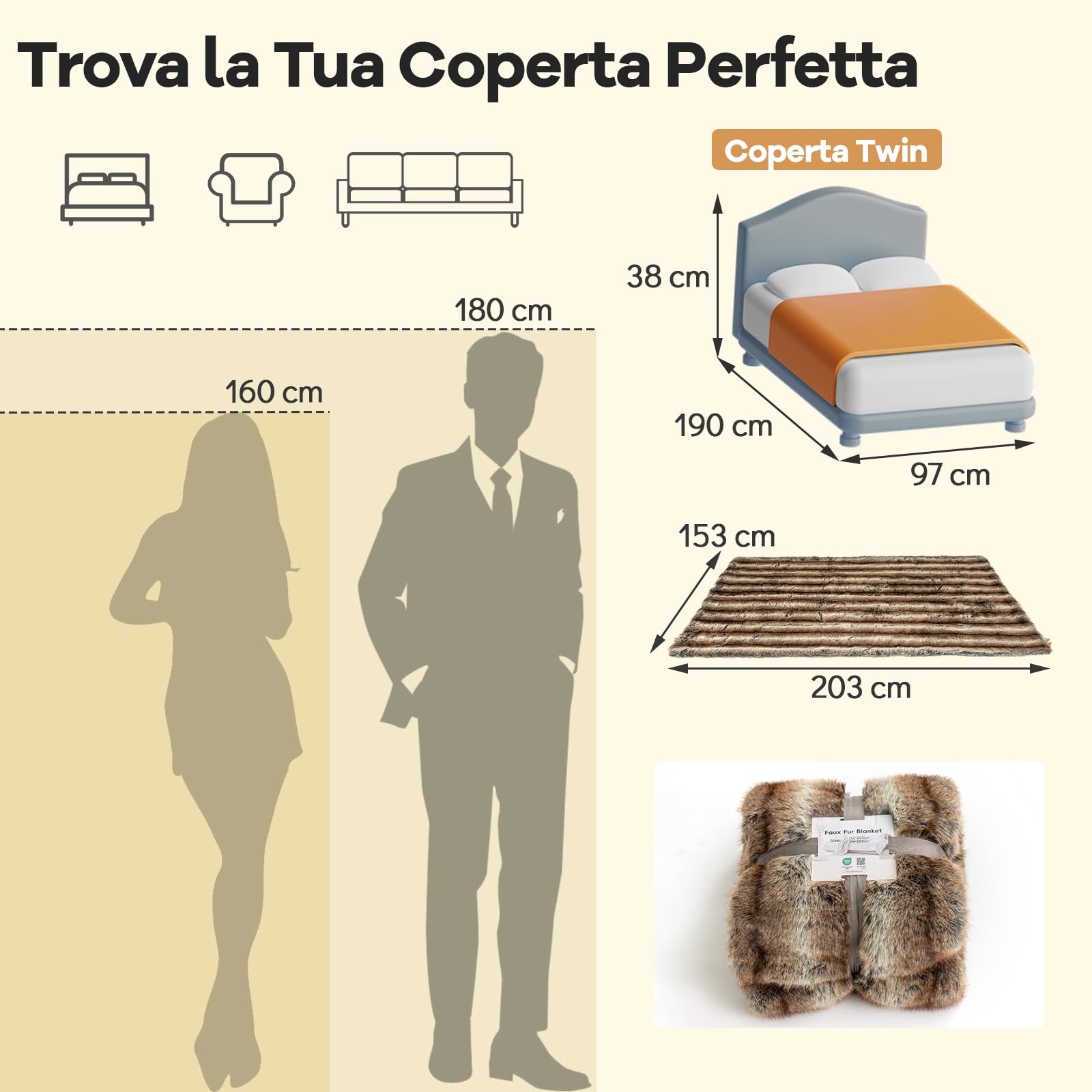 COSTWAY Pelosa per Letto Matrimoniale, Coperta in Pelliccia Sintetica Morbida e Soffice, Plaid di Lusso Spesso Caldo per Letto, Divano, 153 x 203 cm (153 x 203 cm,Stile 1)