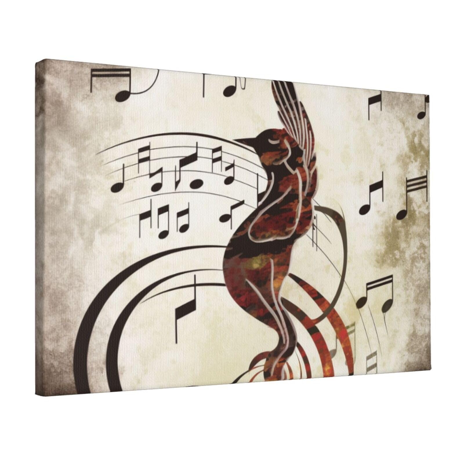 YKLJG Music Symbol Printed Wall Art Canvas Prints 45x30 CM Wooden Framed Picture Painting Artwork for Bedroom Kitchen Home Office Decor