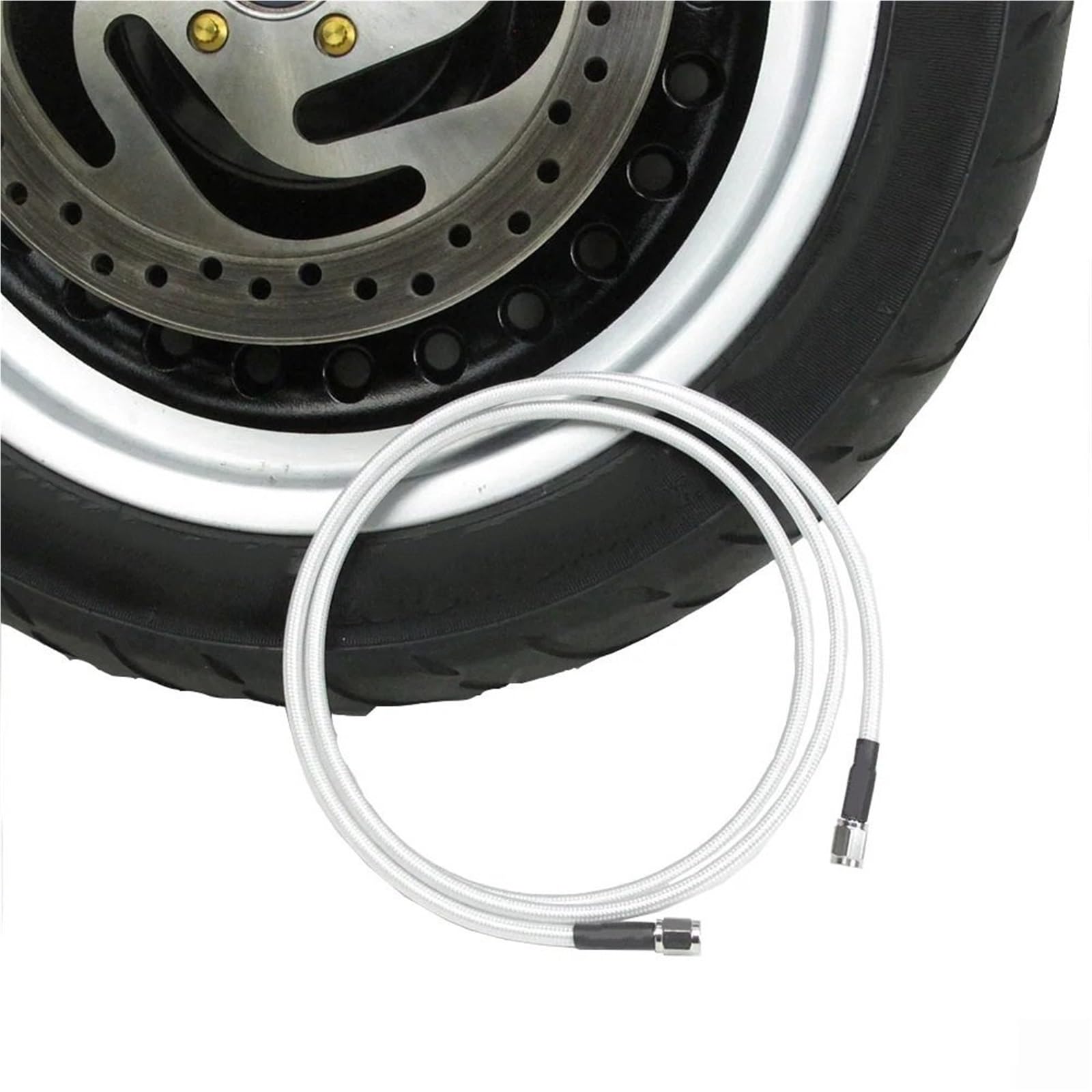 Kable napędowe Do 51" 130cm AN3 Biały Srebrny Perłowy Stalowy Oplot Przewód Hamulcowy Oleju Hydraulicznego motocykla Motocyklowe kable napędowe