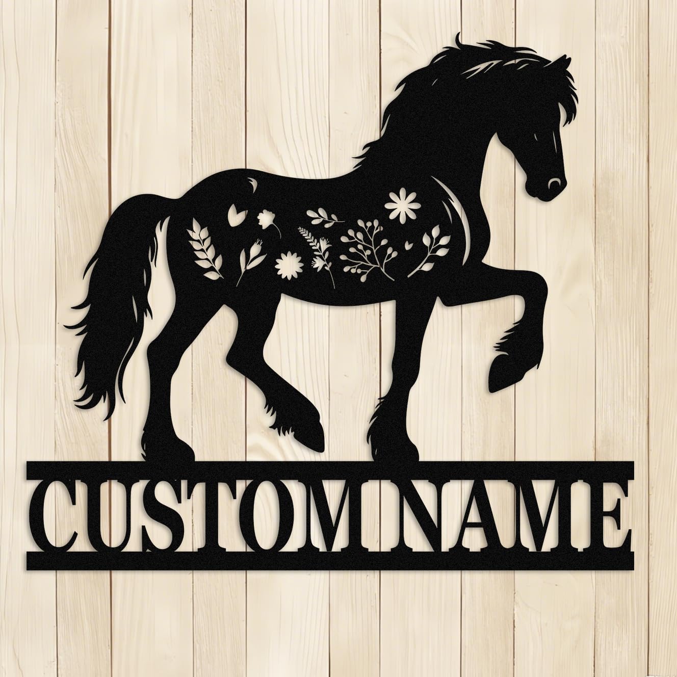 Met5kdm Horse-2 Custom Horse Ranch Name Sign,Personalised Horse Metal Wall Art,Barn Farmhouse Decor For Outside, Horse Lover Gift