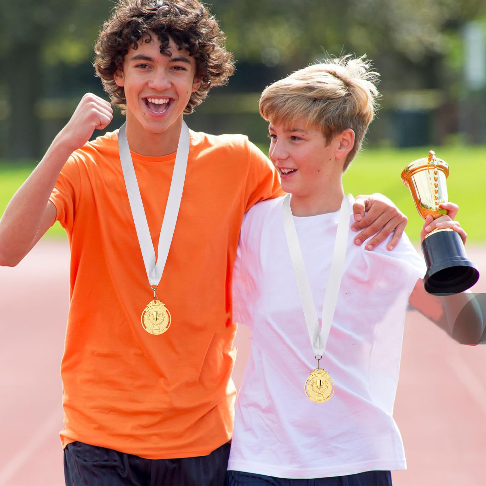 GeeRic 30 Piezas Cinta de Cuello para Medallas,Cintas para Medallas Cordones Medallas Rayas Cintas para Competiciones Reuniones Deportivas Fiesta（Blanco）