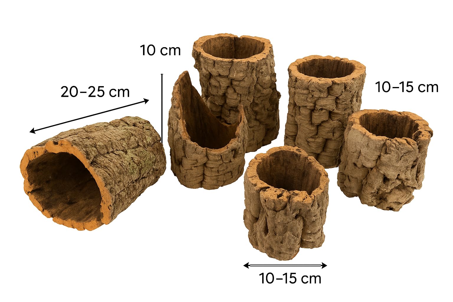 Korkröhren gemischt 2kg (ca.5-7 STK.) – Natur Korkröhre für Terrarium, Aquarium & Deko – Versteck & Kletterhilfe für Reptilien und Nager