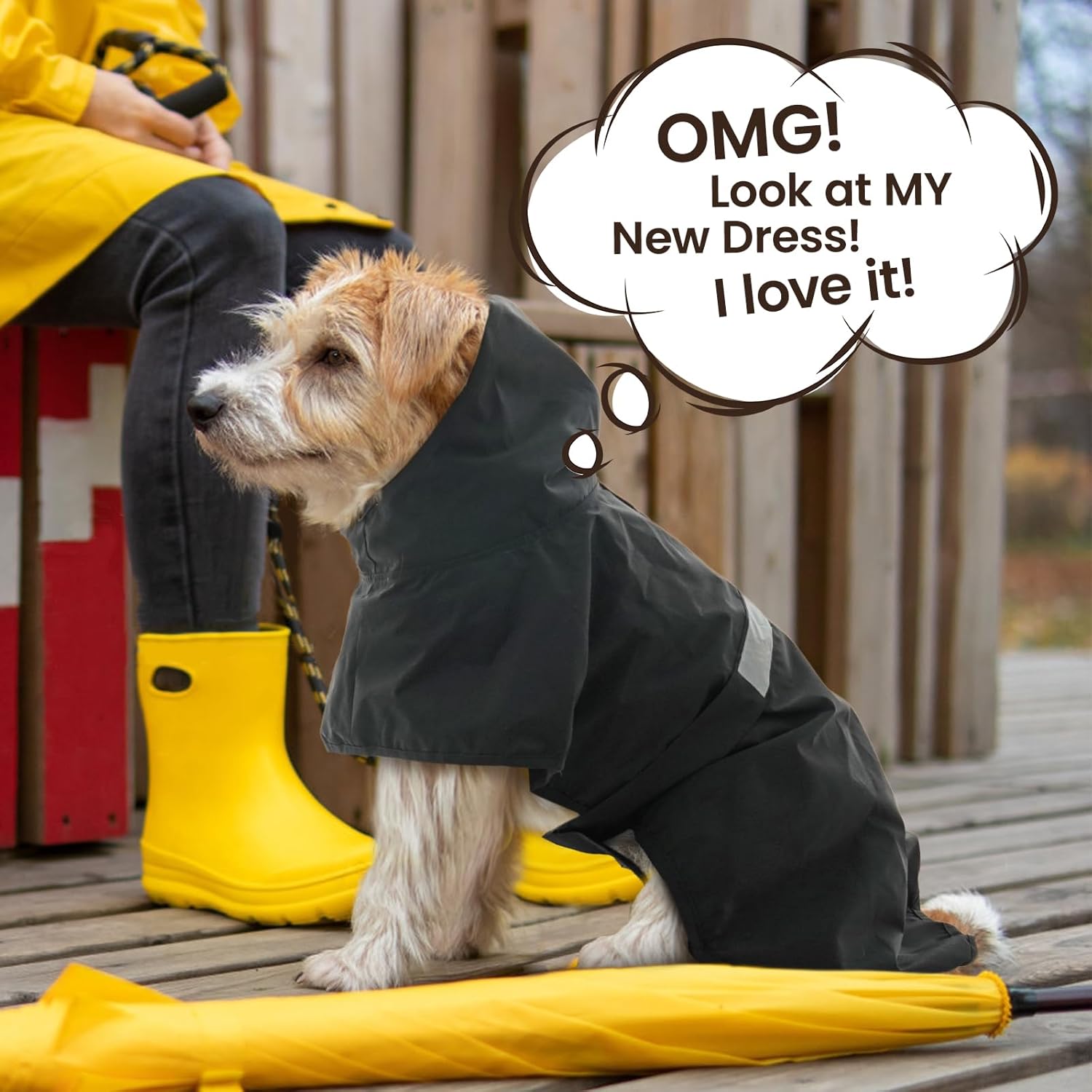 Nanaki Rain Poncho for Large Dogs with Leash Hole, Reflective Adjustable Pet Rain Vest for Rainny Snow Foggy Days,Windproof Waterproof Dog Coat Jacket for Outdoor Hiking Walking Hunting Black 3XL