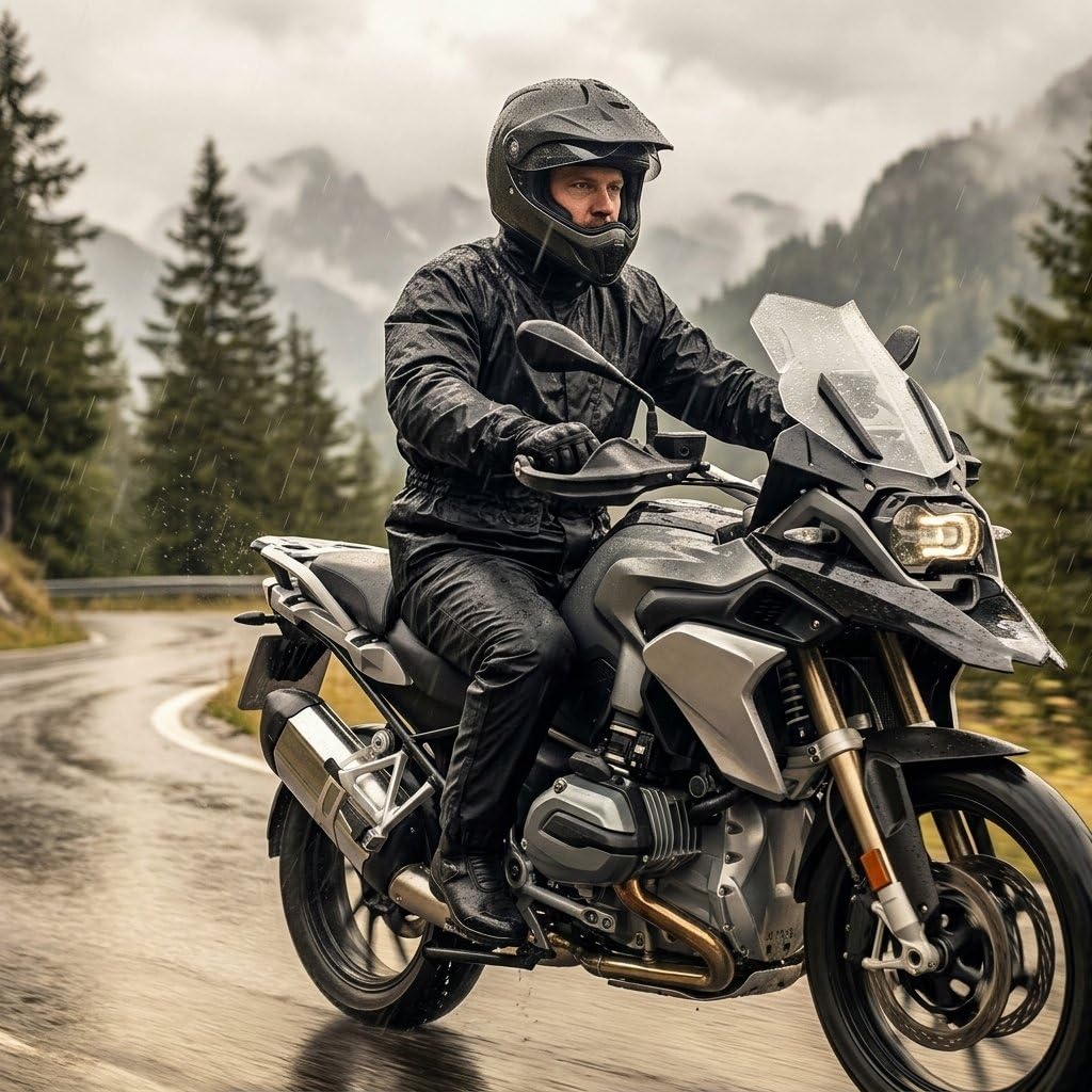 Xplorer 2-częściowy Kombinezon Przeciwdeszczowy Motocyklowy Rozmiar L | Powlekany Wiatroodporny Wodoodporny Kombinezon Poliestrowy | Uszczelnione Termicznie Szwy I Pasek Odblaskowy | Ochrona Motocykli