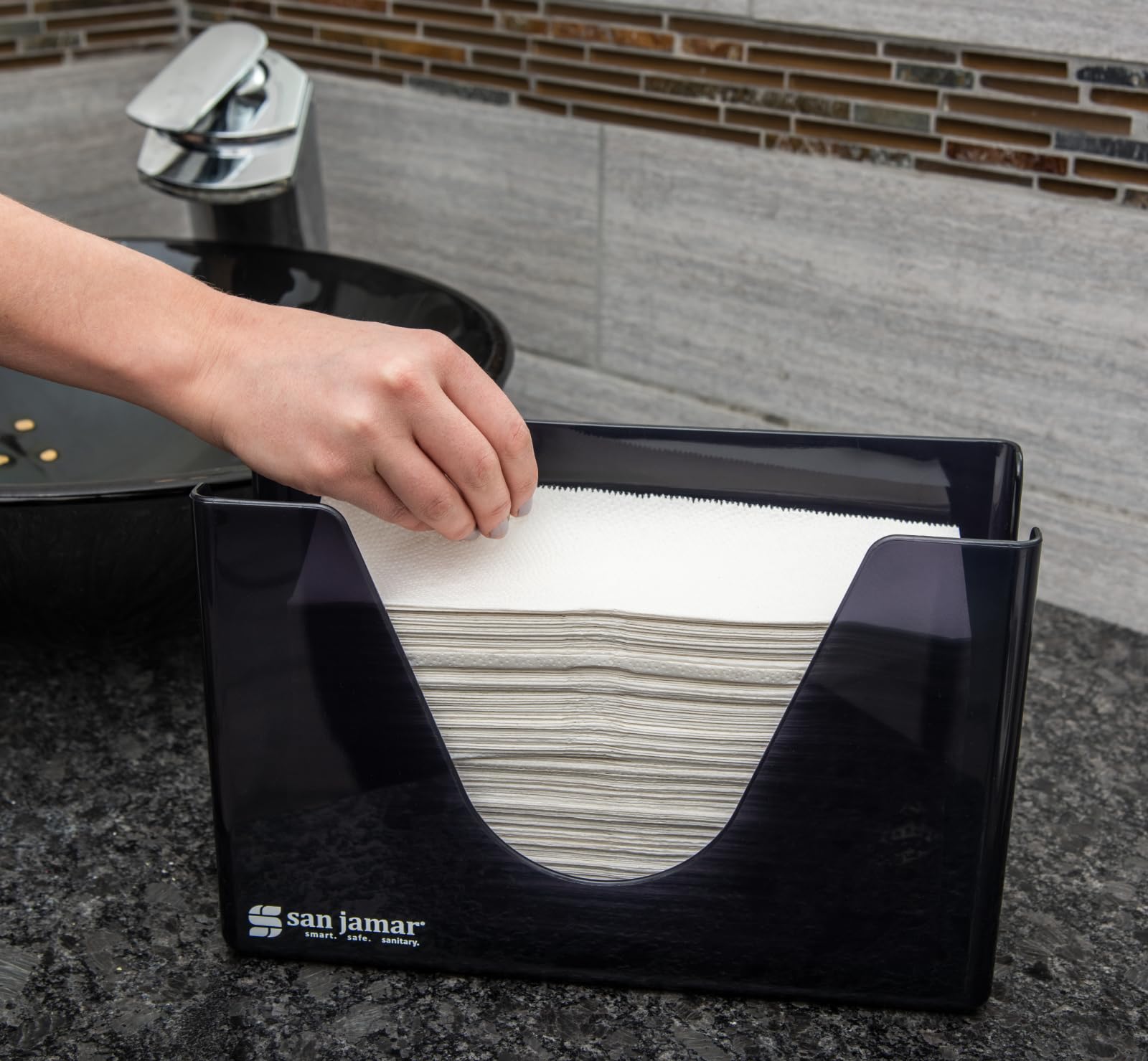 San Jamar T1720TBK Distributeur de Serviettes de comptoir Noir nacré