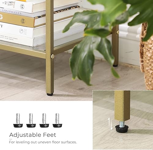 Miniatura 13 de VASAGLE Mesa consola de 51.2 pulgadas con 3 estantes, mesas de sofá, mesa de entrada moderna, marco de metal, estante de vidrio templado, entrada,