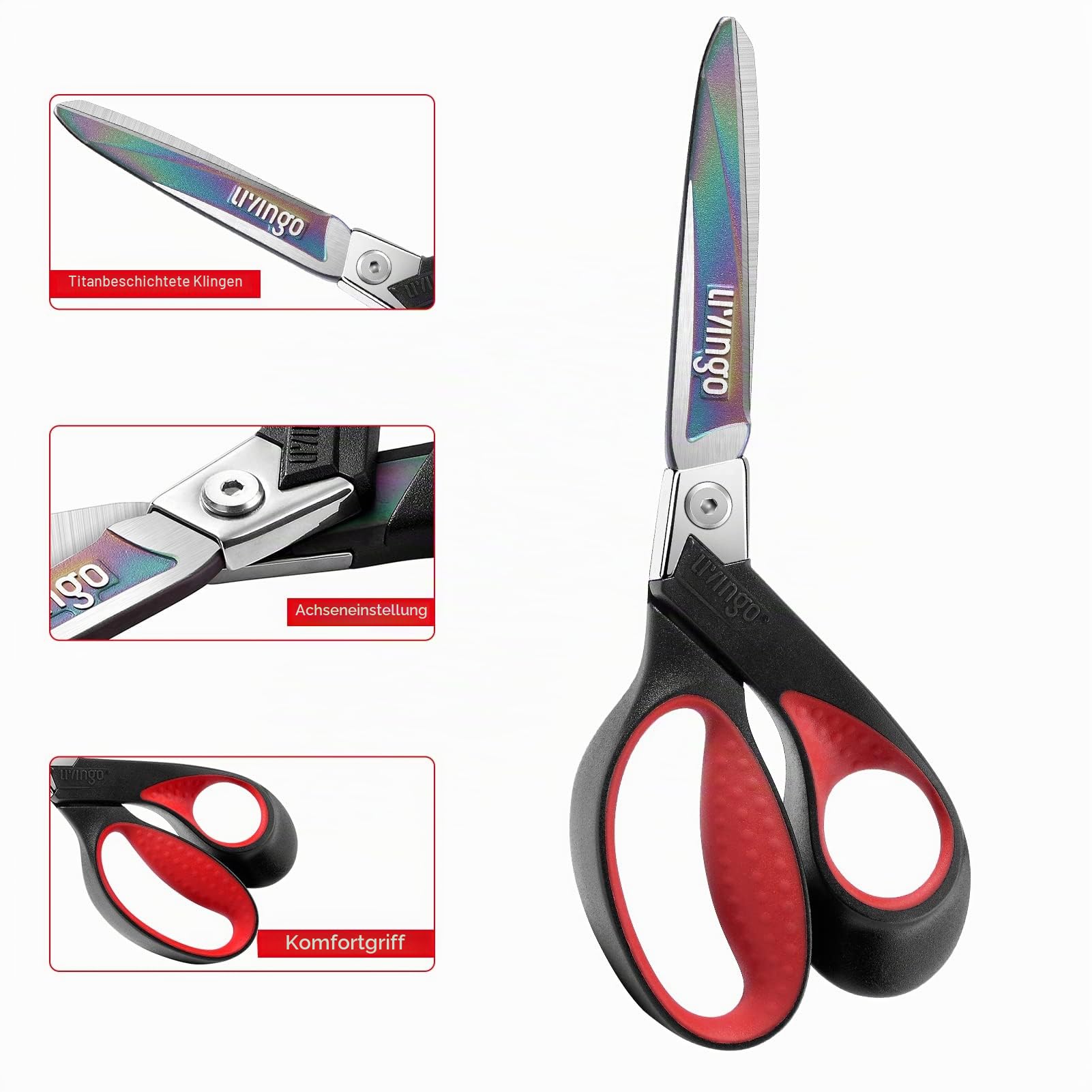 LIVINGO Profi Schere 23 cm – Scharfe Mehrzweckschere für Leder, Stoff, Kunststoff – Robuste Rechtshänder-Schneiderschere für Nähen, Haushalt, Werkstatt