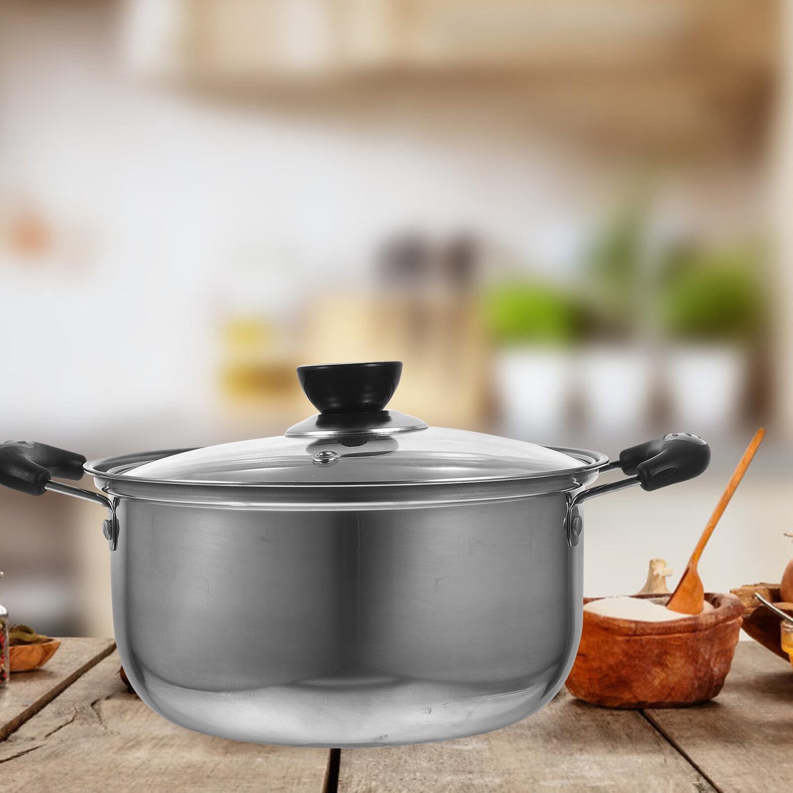 Lurrose Set da Cucina 3 Pezzi in Acciaio Inossidabile Resistente Pentola, Padella Anti Deformazione e Maneggevole, la Preparazione di Zuppe e Fritture