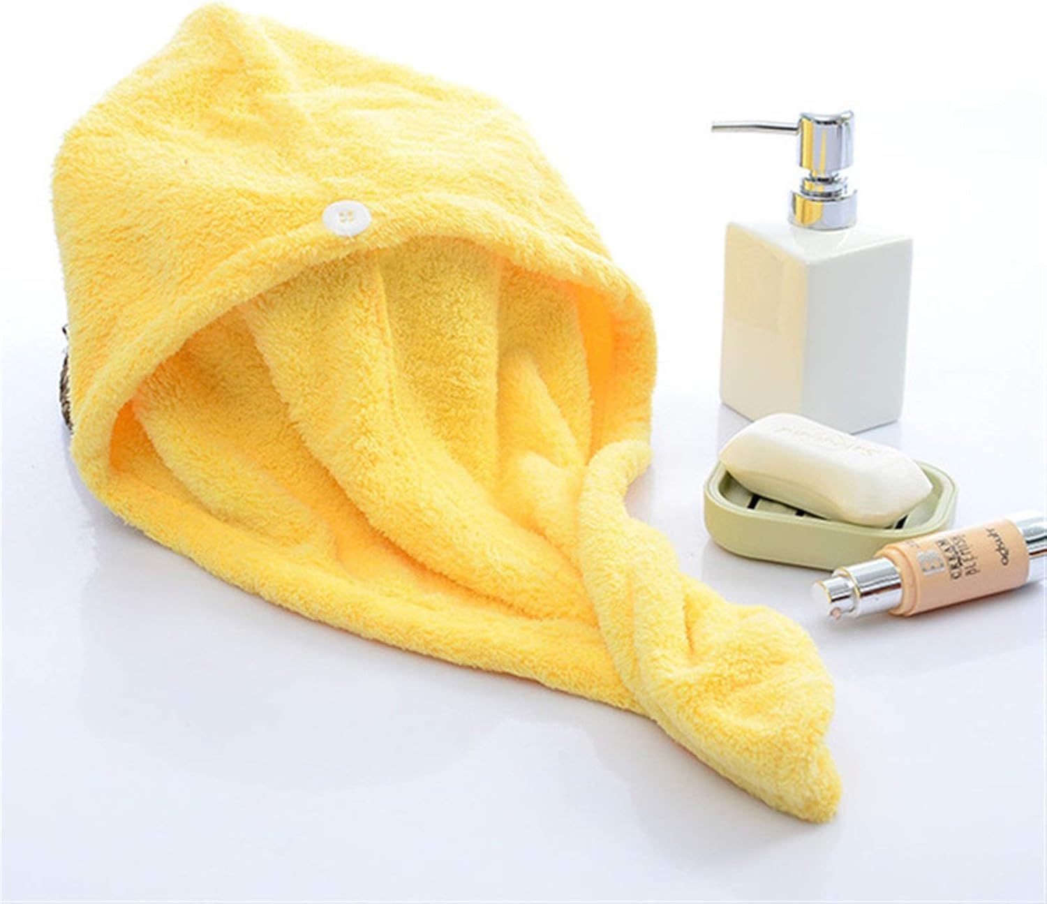 Dry Hair Towel Microfiber Towel Hair Dry Quick Drying Womens Girls Towel Quick Dry Hair Hat Cap for Man Tools Turban Head Wrap Bathing Tools (Color : Light Blue) (Yellow)
