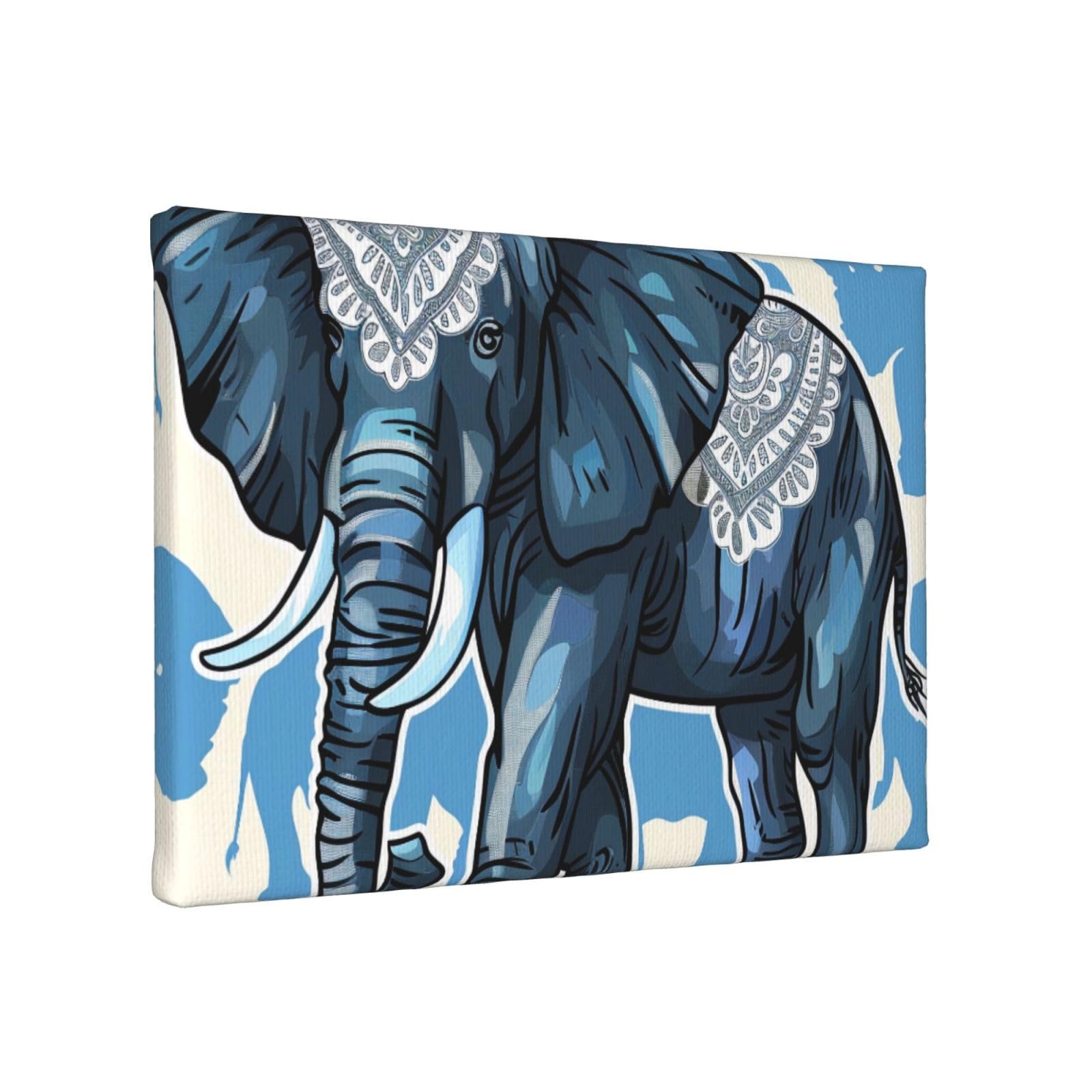 YKLJG aztec elephant Printed Wall Art Canvas Painting 30x20 CM Wooden Framed Picture Painting Artwork Prints for Bedroom Kitchen Home Office Decor