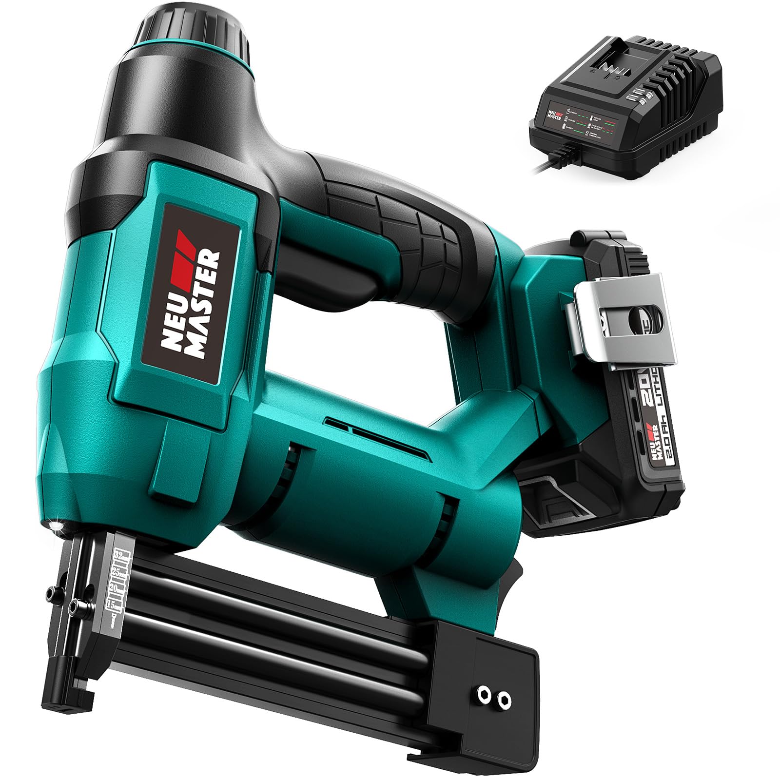 NEU MASTER Cordless Nail Gun/Brad Nailer with 2.0Ah Batteries and Charger (Not Included Nails & Staples)