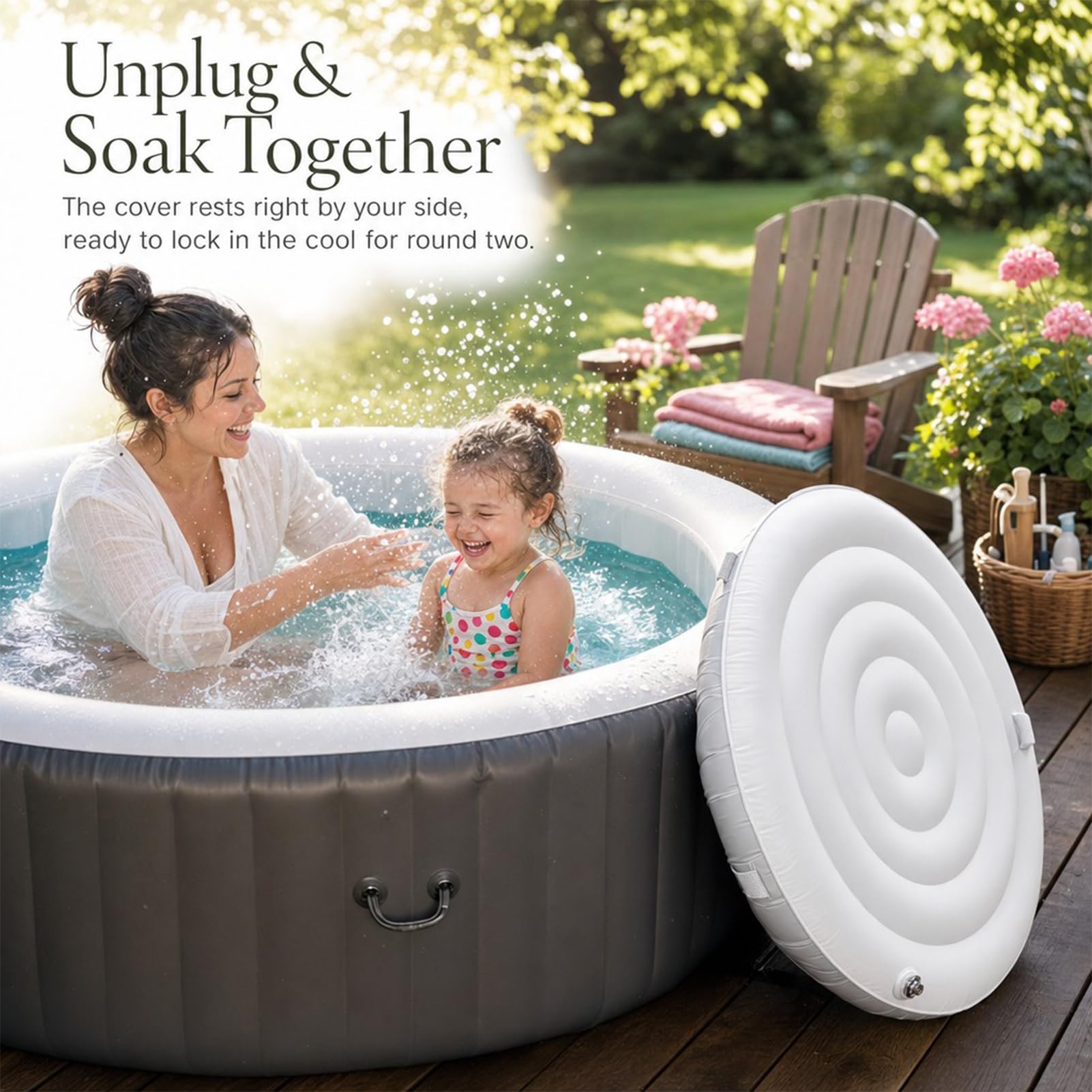 Couverture Gonflable de Spa, Couvercle Pliable à économie d'énergie, couvertures de Remplacement pour spas gonflables Ronds extérieurs