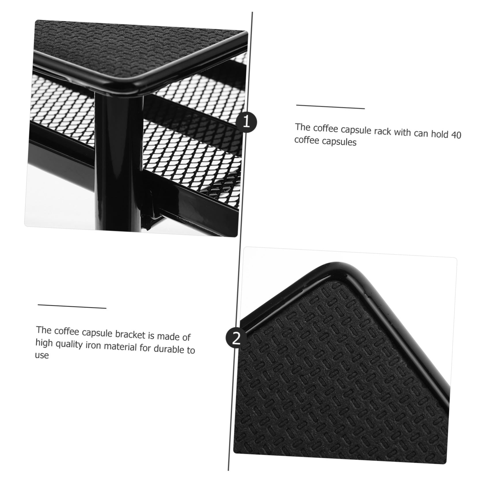 Caja de Almacenamiento Capacidad para 40 Cápsulas de Hierro Negro Diseño Anti Óxido y Fácil de Transportar para Cápsulas de Café para Cocina o Escritorio