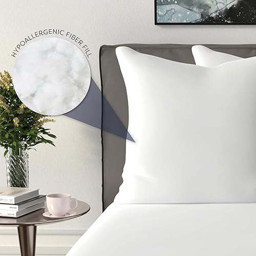 Miniatura 6 de Relleno de almohada cuadrado europeo de 27 x 27 pulgadas (paquete de 2, blanco), relleno de fibra con funda de poliéster de alta calidad