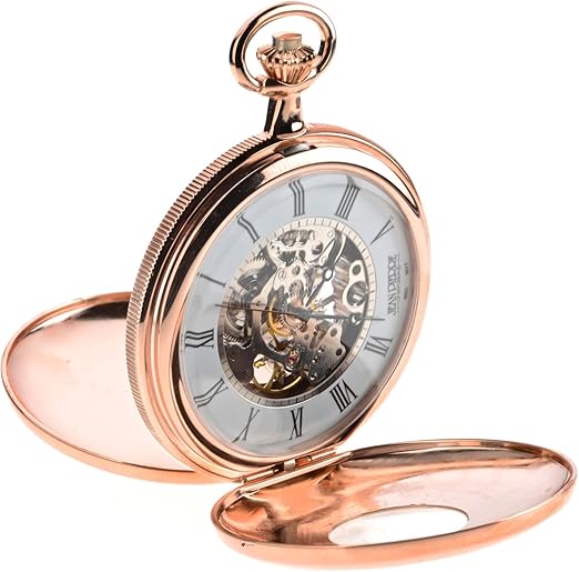 rotary skeleton pocket watch