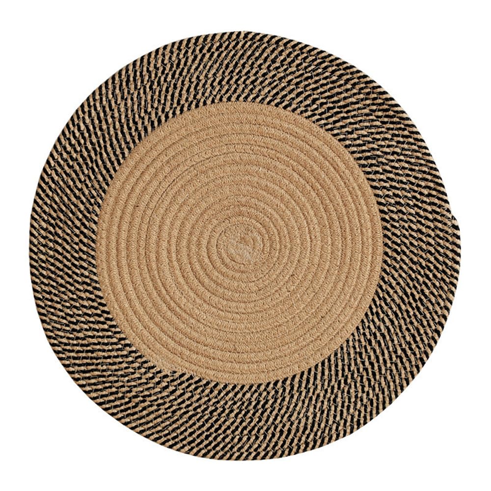YZZY Woven Rug 17 Inch Braided Round Area Rugs for Farmhouse, Living Room, Kitchen, Entryway - Indoor & Outdoor