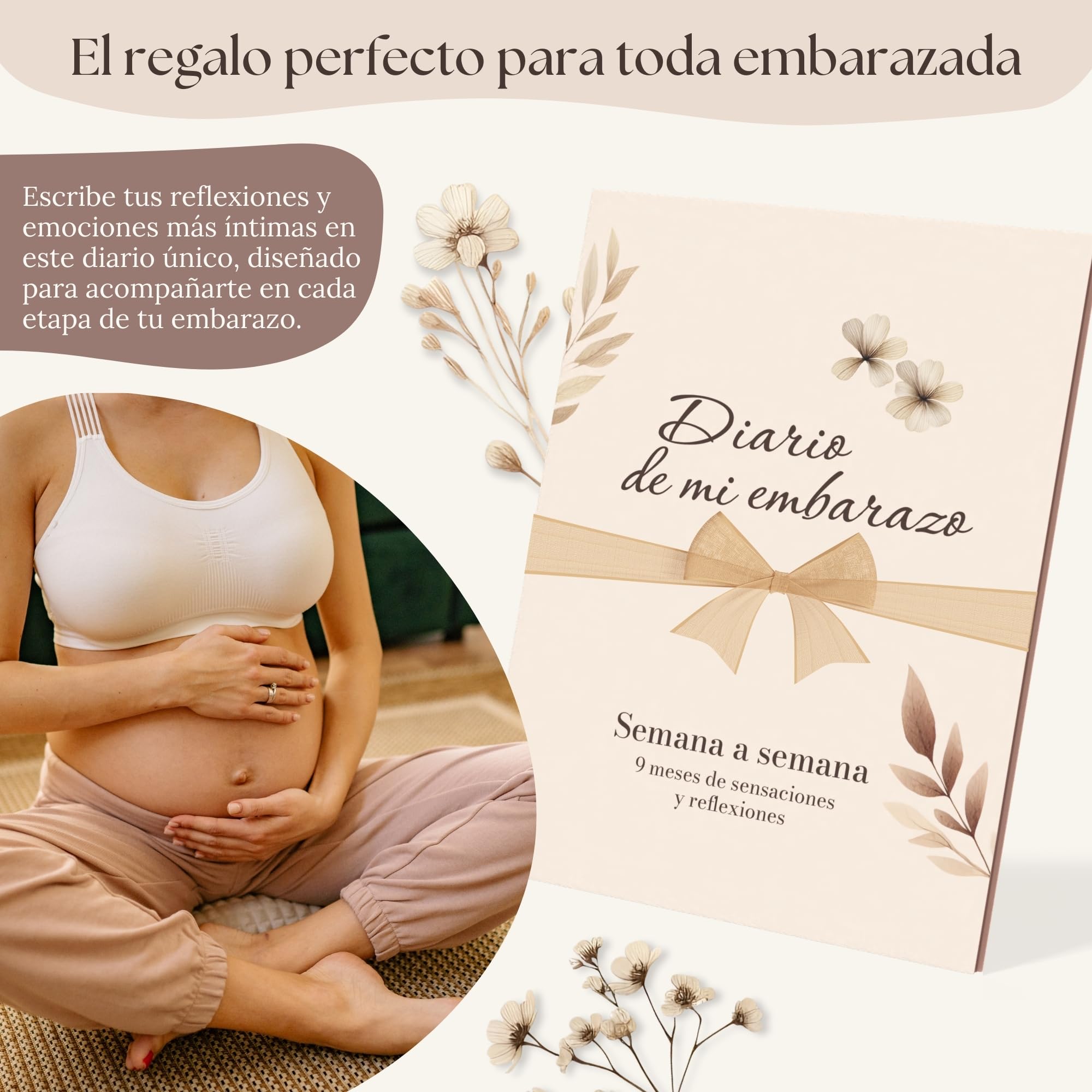 HuBorns - Diario Embarazo para Capturar Semanalmente cada Momento, Espacio para Fotos y Ecografías, Libro Embarazo Recuerdos Especiales, Diario de Embarazo Español para Organizar y Preparar el Parto