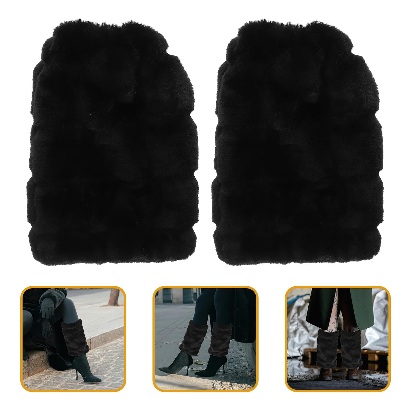 YARNOW Calentadores de Piernas de Piel Sintética para Mujer, Negro