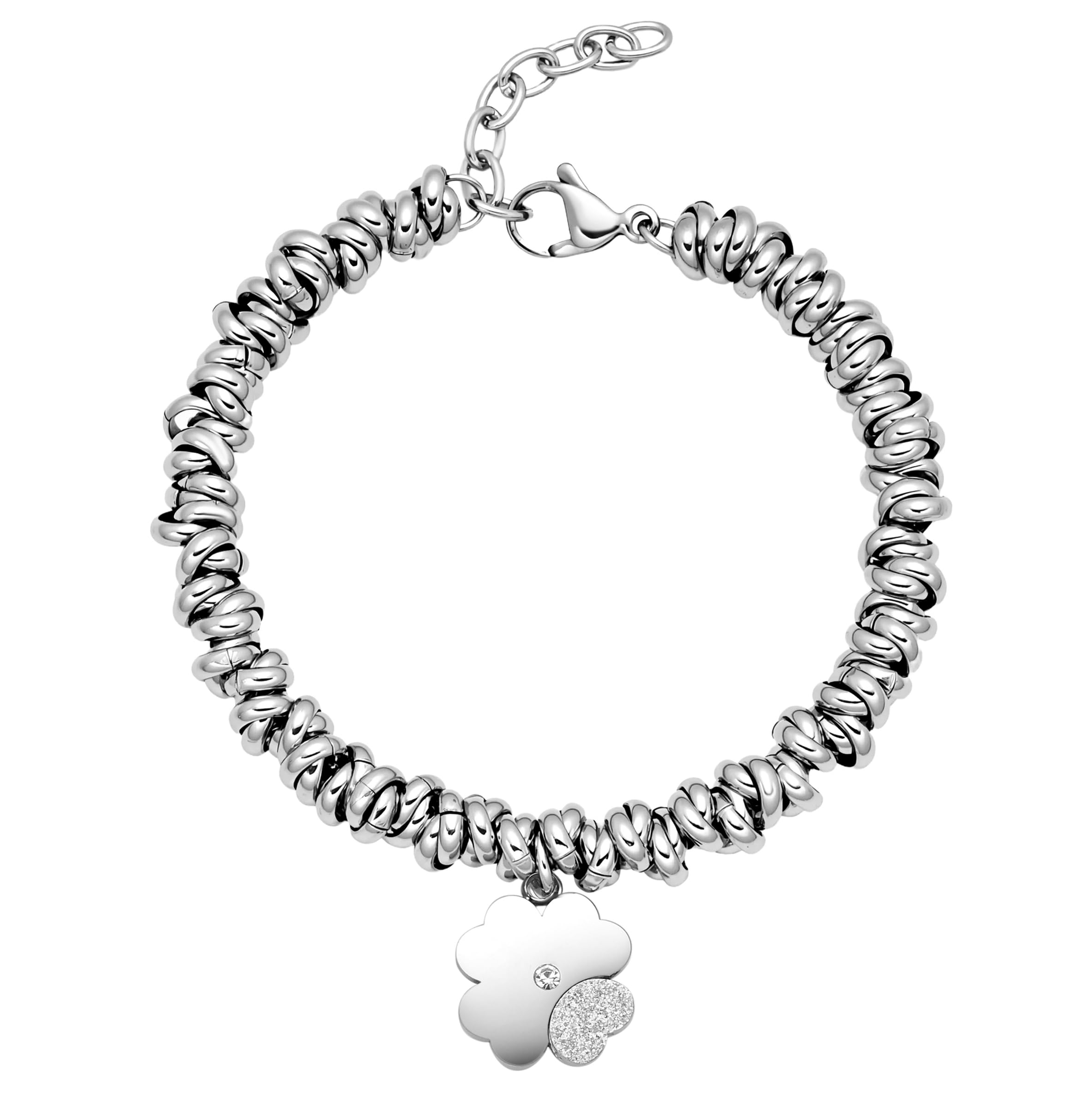 Dada Gioielli - Bracciale Donna Anelli Intrecciati a Nodino con Ciondolo Portafortuna - Acciaio Inossidabile Nickel-Free - Idea Regalo Amica Speciale Sorelle Mamma