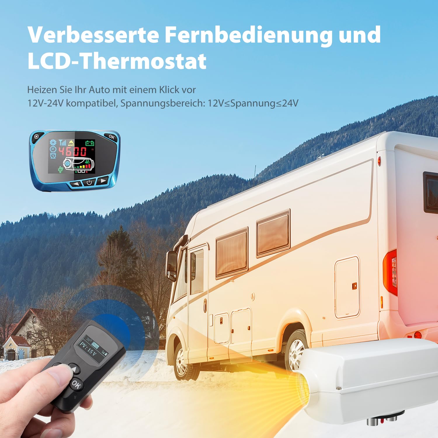 Chauffe-Air Diesel 5kW 12V Avec Télécommande LCD - Chauffage Stationnement Voiture, Camion, Bateau, Caravaning