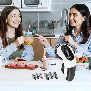3D Embossing Label Maker Machine with Tapes, E975 Embosser Manual Labeler with 6 Rolls 9mmx3m Labels for Home DIY Crafts & Scrapbooking, Black & White