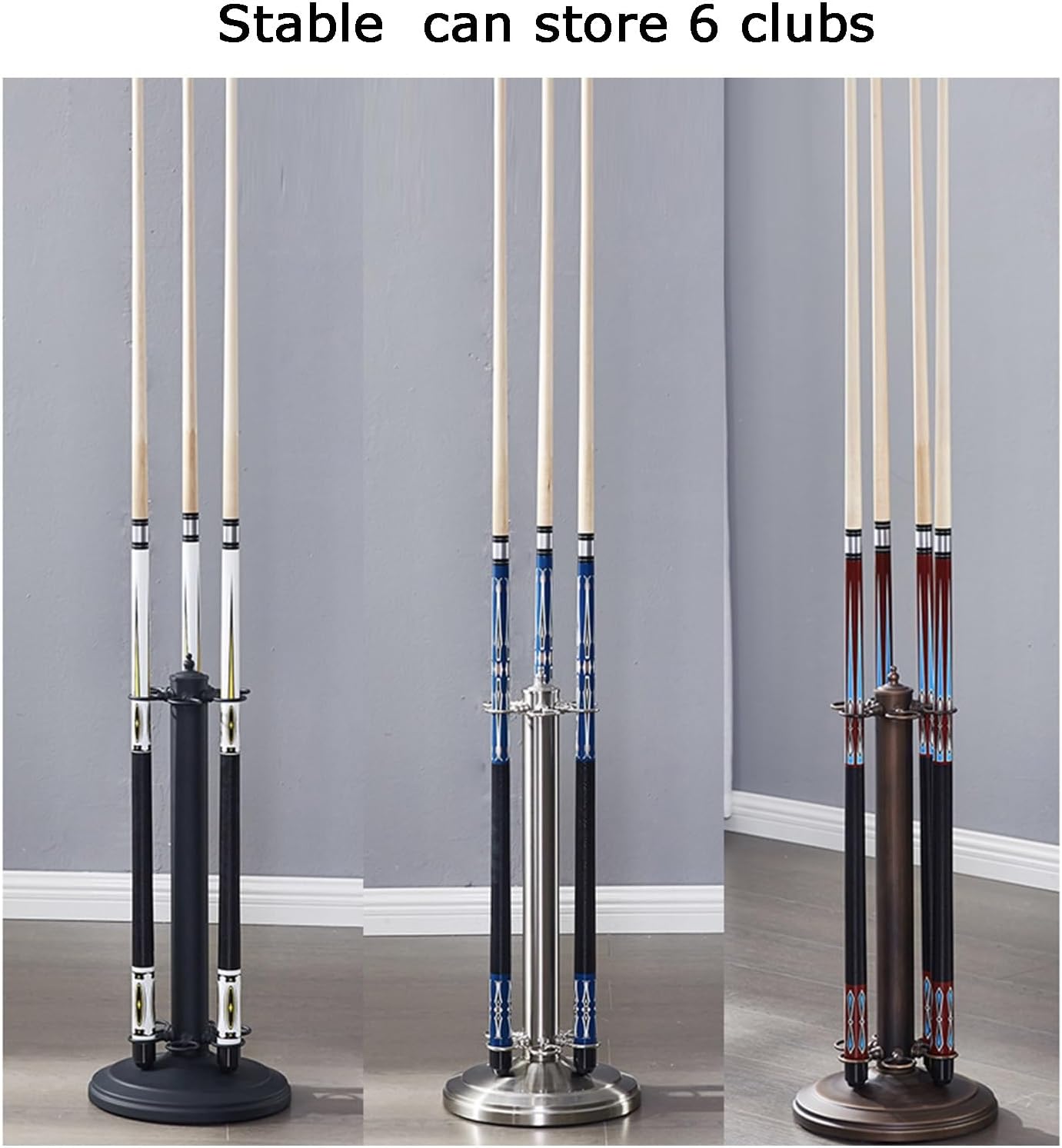 Pool Stick Holder, 6 Hole Corner Pool Stick Stand,Steel Billiard Cue Racks Save Space, Pool Cue Holder for Billiard Room Billiard Club(Black)