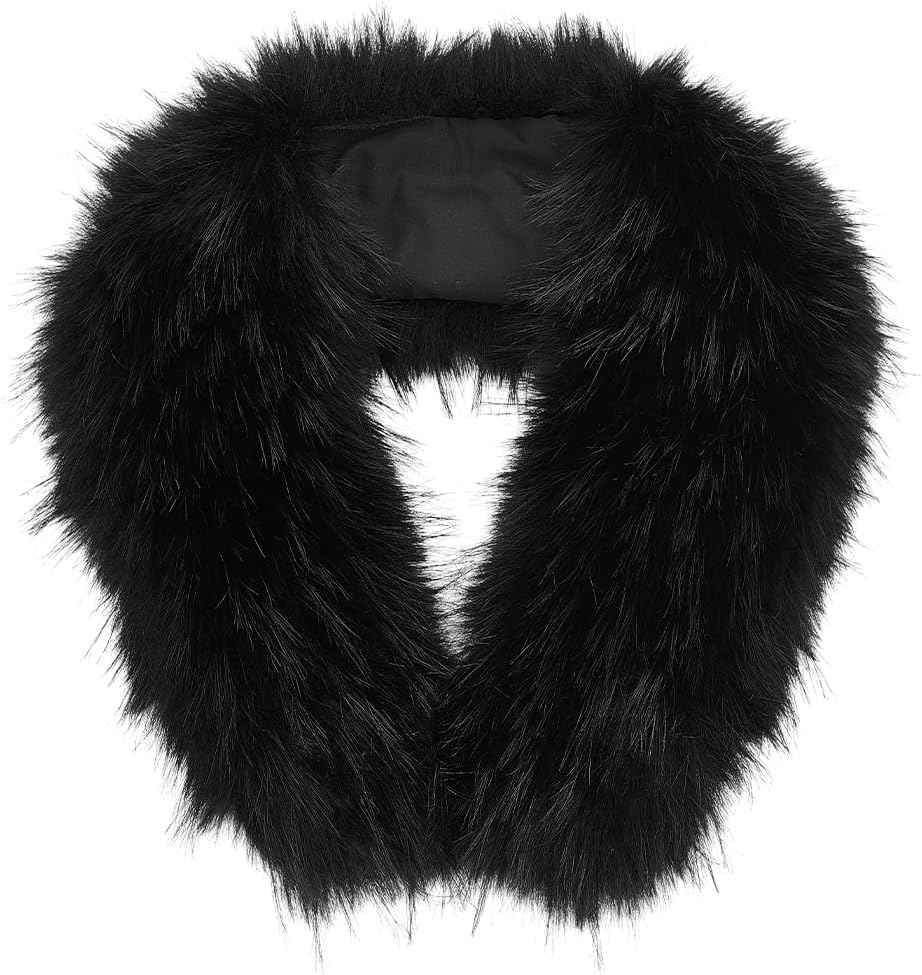 BENECREAT Faux Fur Collar, Faux Fur Hood Trim Replacement Collar for Coat Sweater Jacket Sewing Craft Decor