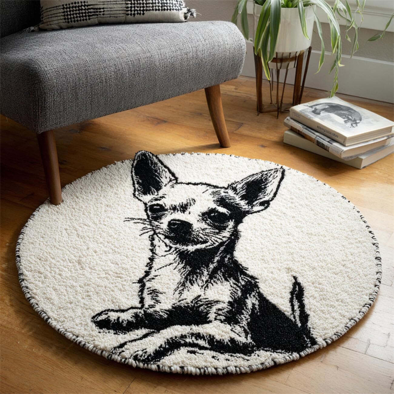 Kitquiver Dog Animal Tapestry Kits for Adults Black and White Chihuahua DIY for Kids and Adults Gift for Family Friends Needlework Crafts Cute Gifts 100x100cm