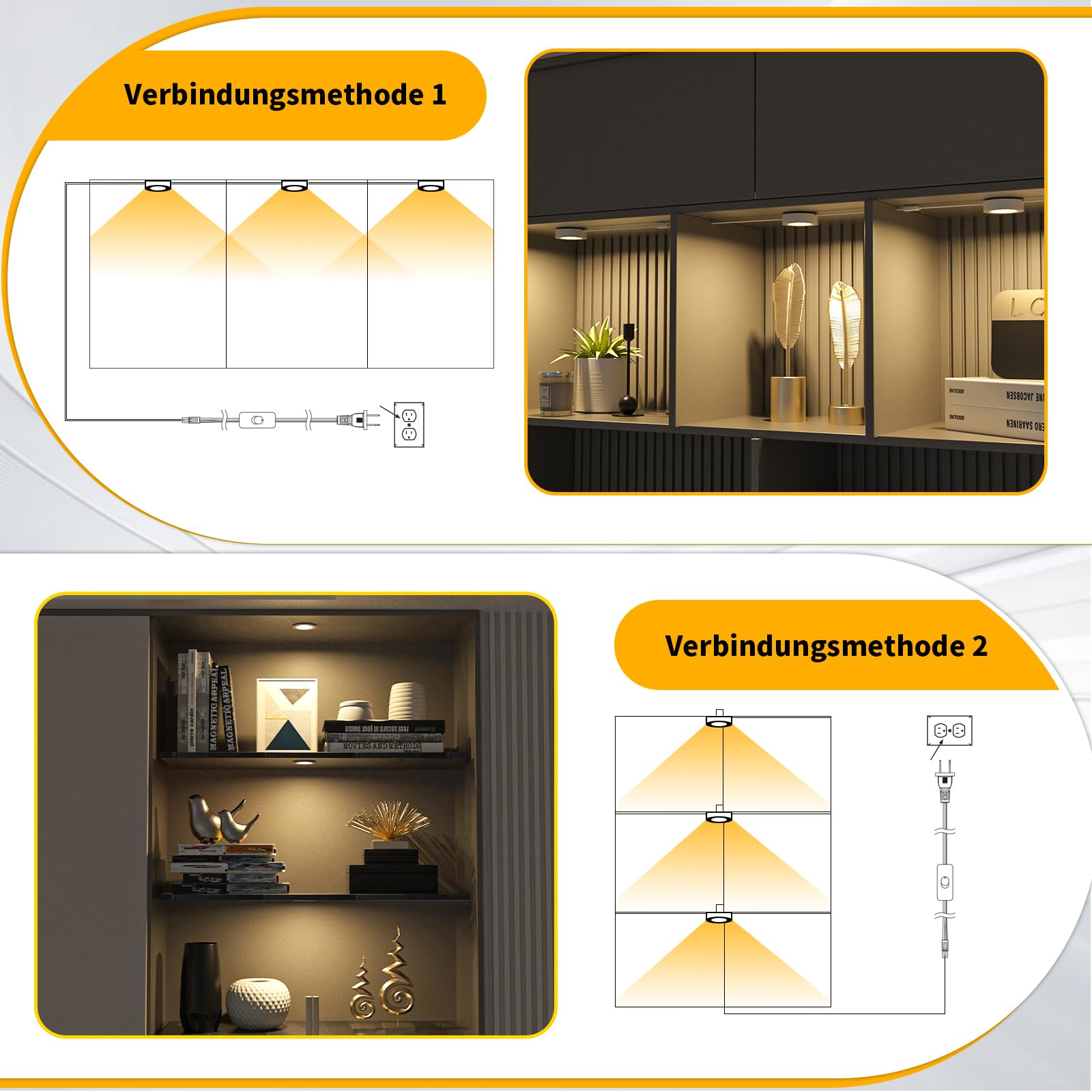 WOBANE LED Unterbauleuchten Für Küche – 3 Stück, 8,5W, 750 Lumen, 4000K Neutralweiß, Mit Stecker & Schalter, Erweiterbar