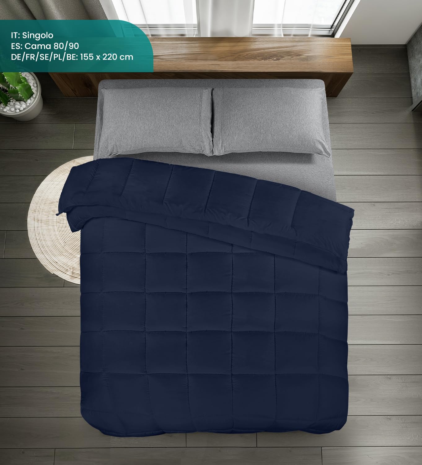 Utopia Bedding Piumone, Primavera/Estivo Piumino, Piumino Leggero, Trapunta Primavera/Estivo 100% Microfibra in Fibra Cava (Primavera/Estivo) (Blu Navy, 155x220 cm)