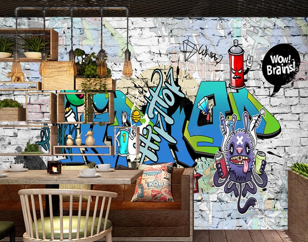 Papier peint intissé graffiti de rue 350x256 cm pour décoration de salon