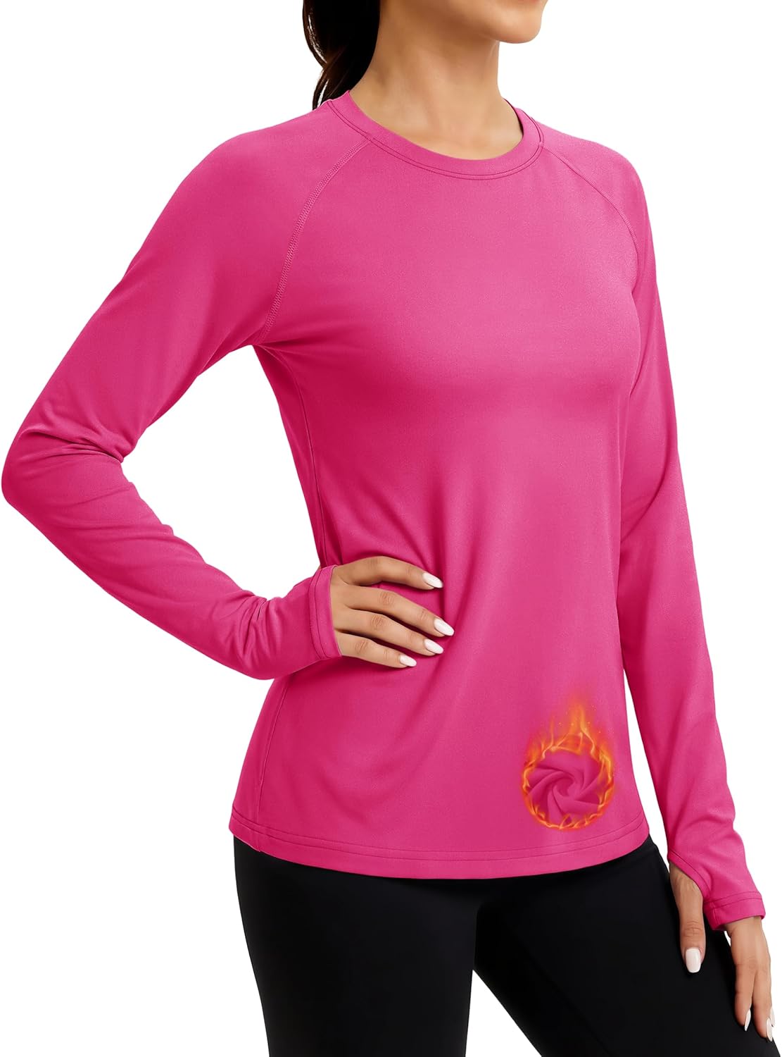 TACVASEN Women's Thermal Long Sleeve Shirts Fleece Lined Underwear Moisture Wicking Athletic Base Layer for Cold Weather