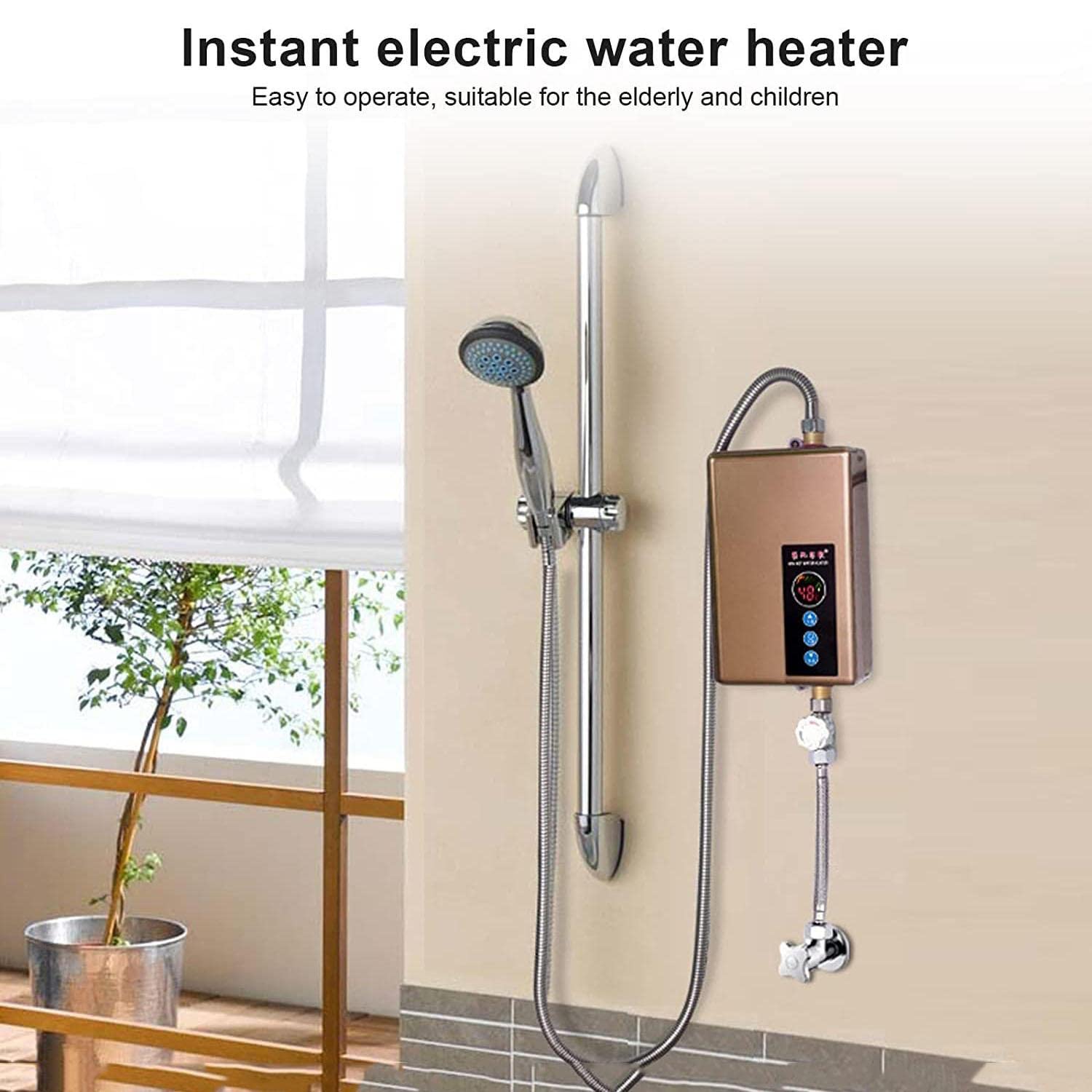 Scaldabagno Elettrico Istantaneo 5.5kW – Miniboiler Senza Serbatoio Per Acqua Calda Subito, Perfetto Per Cucina, Bagno O Giardino, Con Display LED E Doccetta Inclusa