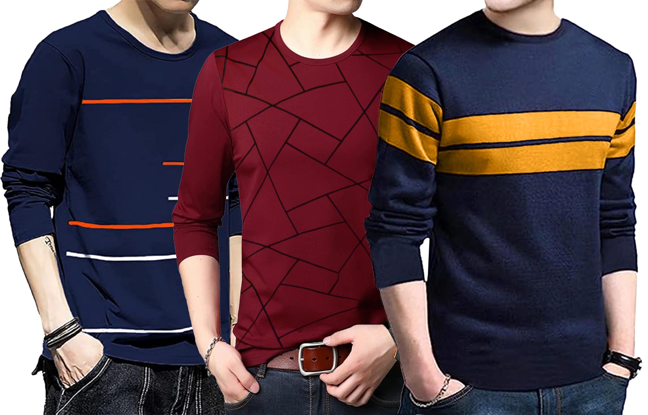 leotude Men's Full Sleeve Regular Fit Cottonblend Tshirt for Men's Combo Tshirt (Pack of 3)-picture-36
