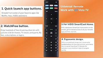 XRT136 Watchfree Remote Control Replacement for All VIZIO LED LCD HD 4K UHD HDR Smart TV