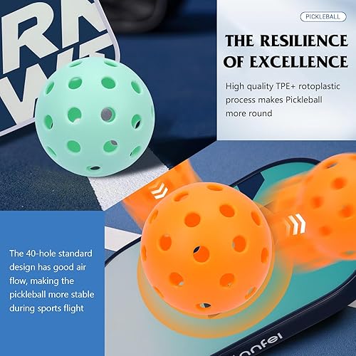 Miniatura 2 de Pickleball Balls 6 Pack  12 Pack- 40 Holes Outdoor Pickleball with Bag, Perfectly Balanced, High Bounce, Crack-ResistanceUSAPA Standard - Multiple