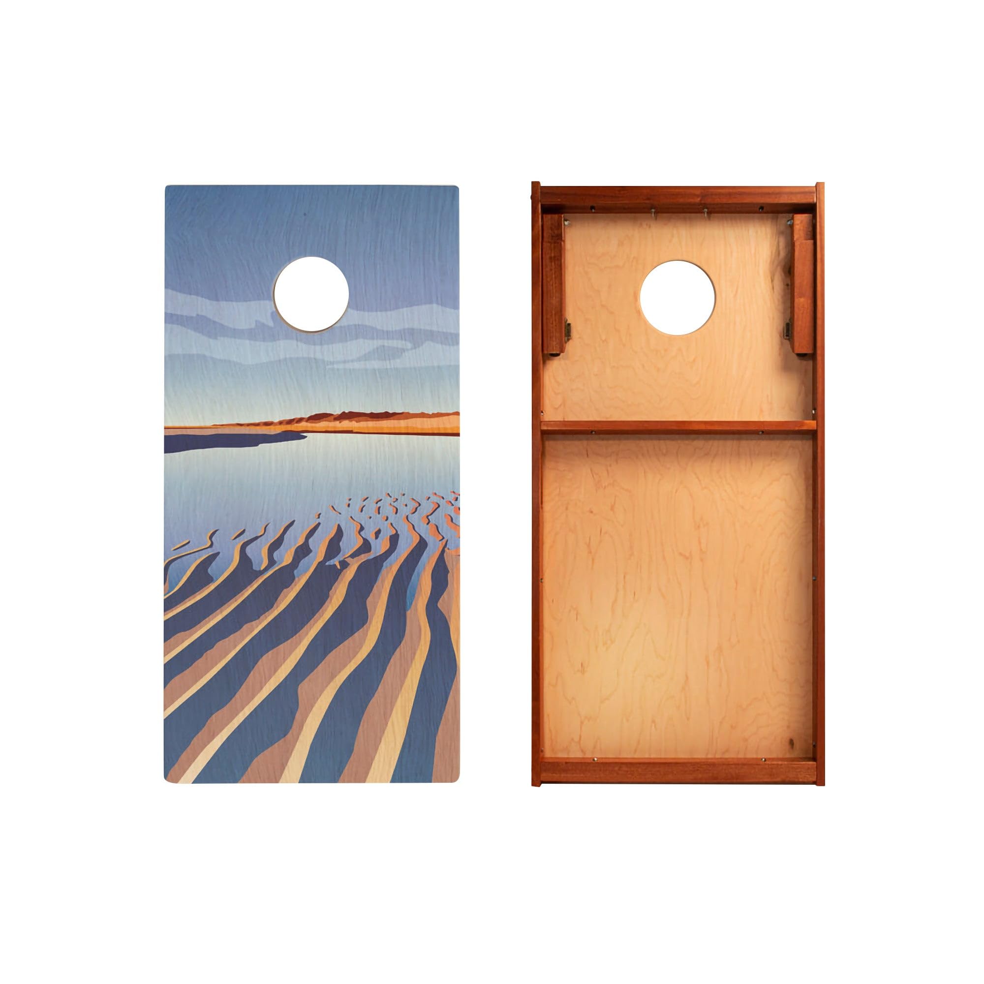 Skip's Garage Cape Cod Waterproof Cornhole Boards - Includes (2) Boards (NO Bags) + (1) Case & (2) Hole Lights