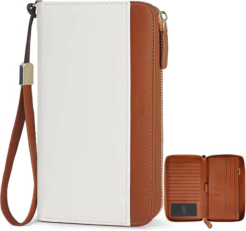 Large Travel Wallet for Women | RFID Blocking Zipper Wallet,Passport
