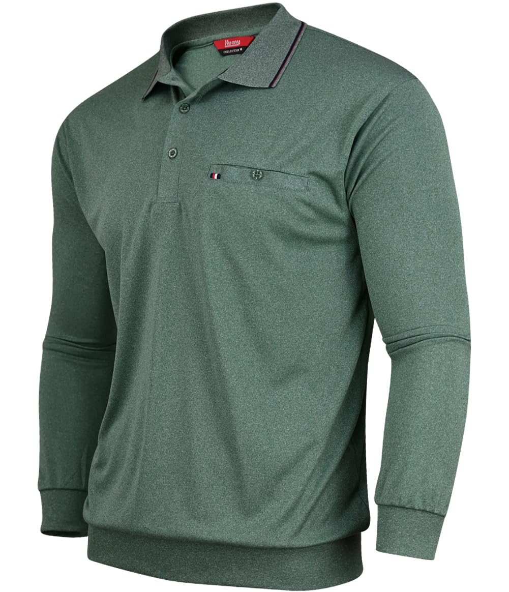 Soltice Herren Poloshirts Langarm Polohemden mit Brusttasche, Gestreifte Blousonshirts aus Baumwoll-Mix (M bis 3XL)