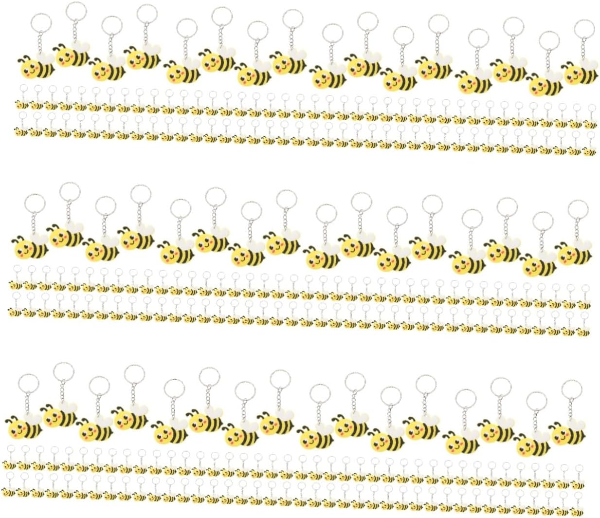 288 pcs bee keychain cartoon bee keyrings cartoon metal keychain spring mommy decor metal key ring backpack key pendant wallet Festival supplies pvc baby