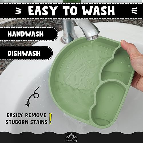 Miniatura 6 de Samish Baby Led Weaning Supplies - Juego completo de platos de alimentación de silicona para bebés, juego completo de platos autónomos con ventosa y