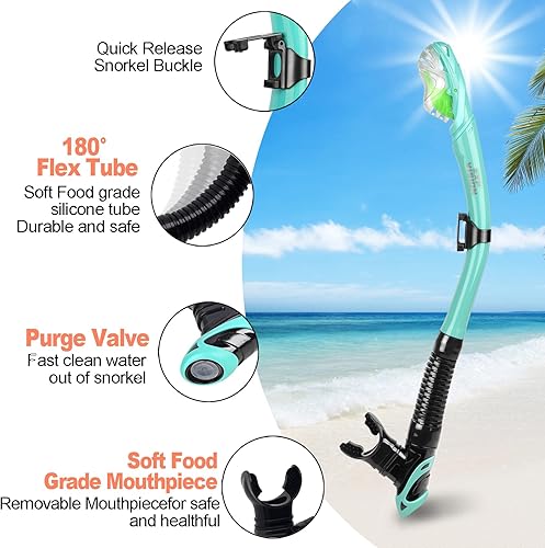 Miniatura 5 de Juego de esnórquel Pano de 3 ventanas, equipo de esnórquel para adultos, gafas de esnórquel profesionales, máscara de buceo antivaho, gafas de Negro