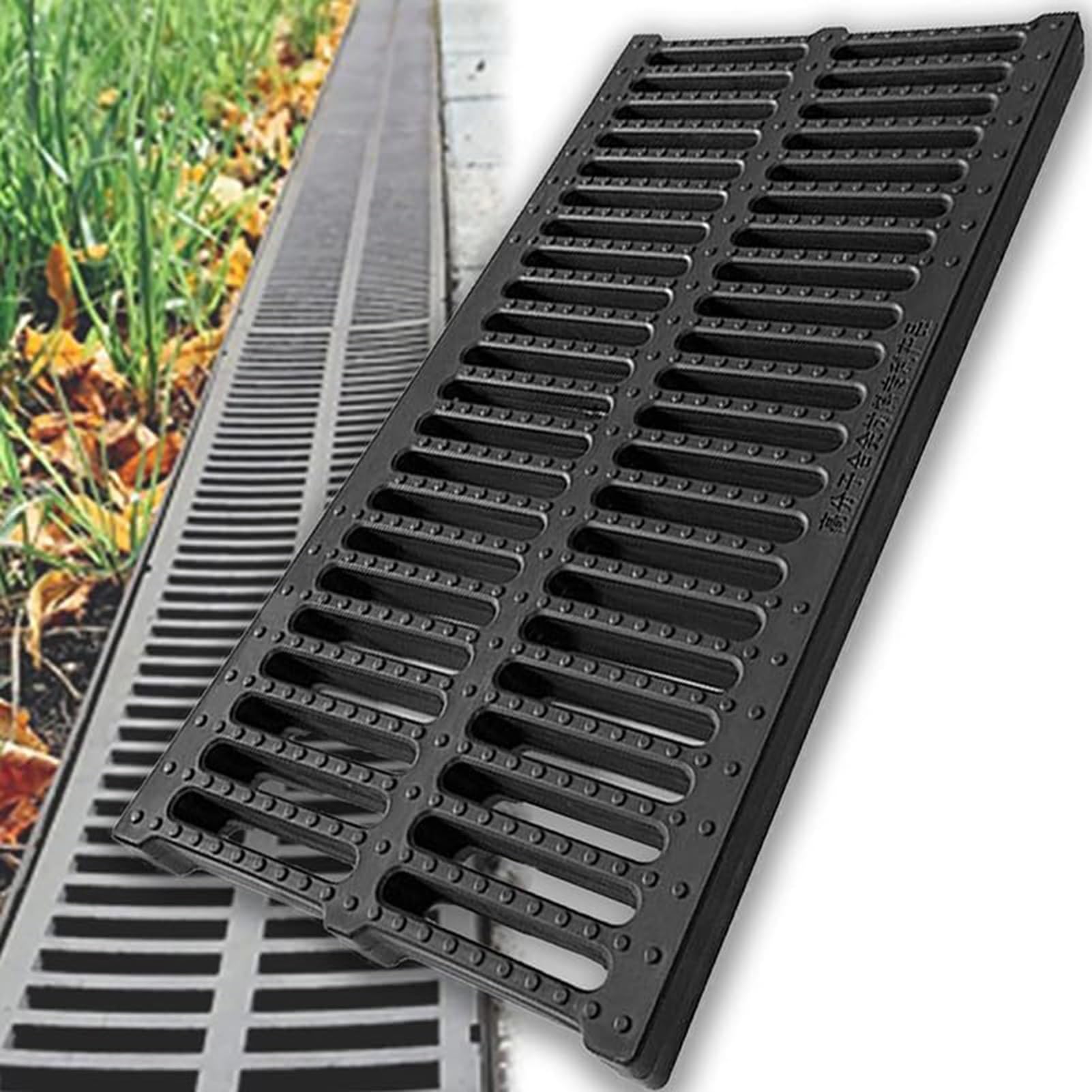 Grille De Drainage Caniveau Grilles de drainage pour jardin extérieur, grille rectangulaire en plastique de 19,6 pouces, adaptées aux trottoirs, aux pelouses de garage et aux terrasses.(50x30x2cm/19.6