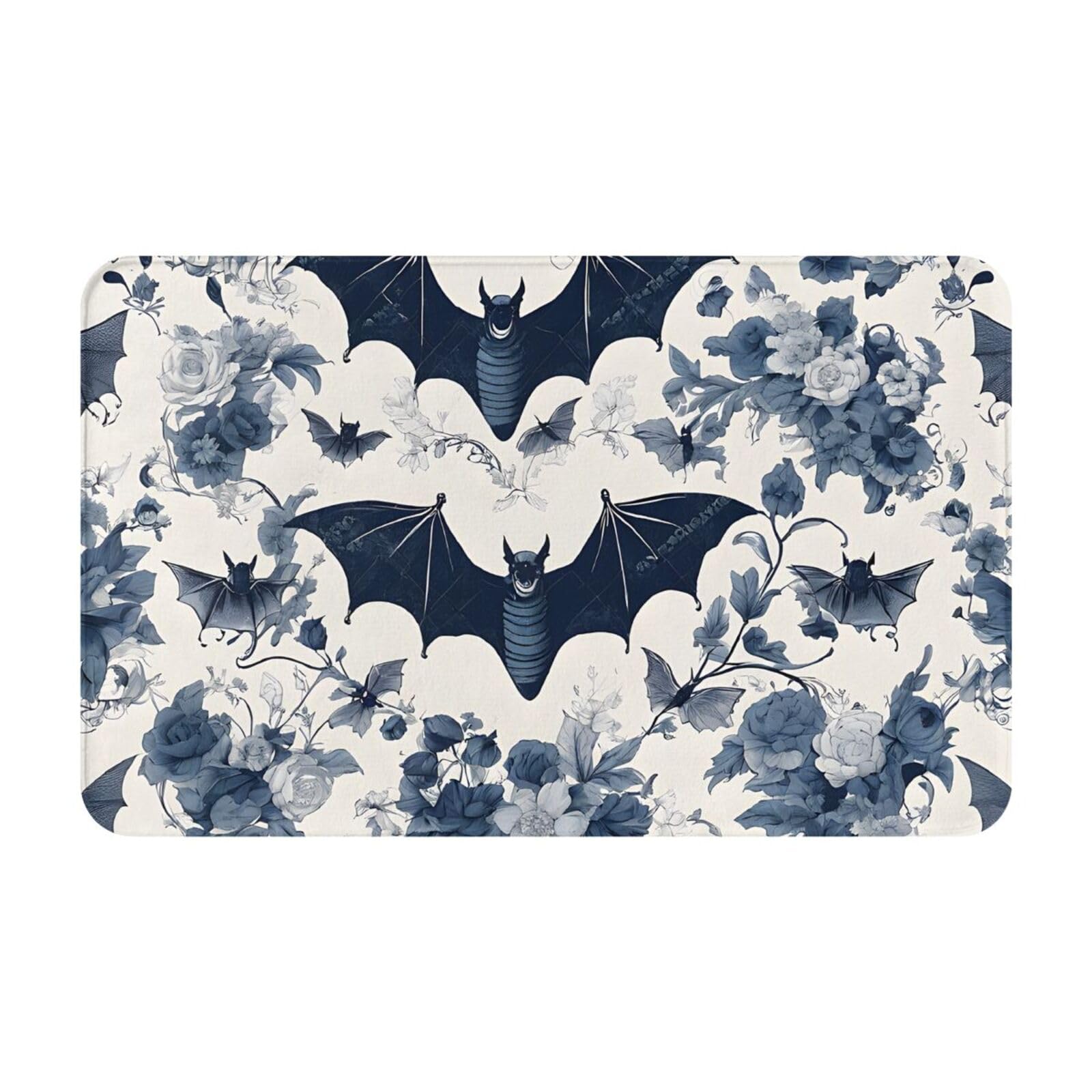 Bat Pattern Print Living Room Bathroom Kitchen Anti Slip and Absorbent Carpet, Indoor Entrance Door Muddy Floor Mat, Ultra Soft Washable Carpet 21x31.5 Inches